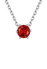 catchy silver round rolo chain July birthstone baby necklace